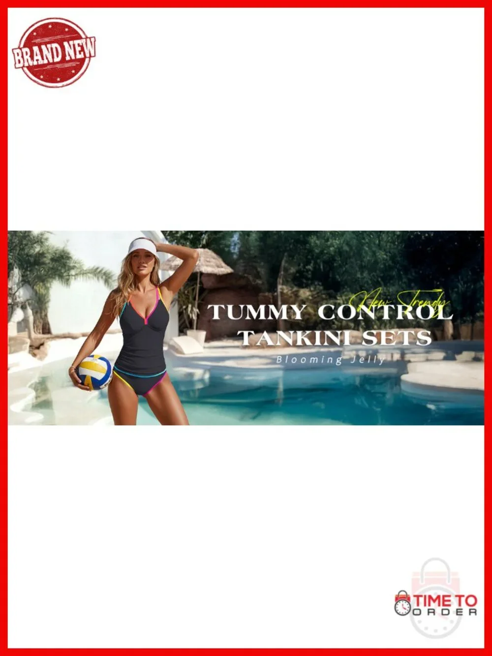 Tummy Control Tankini Set with High Waist Shorts and Removable Pads